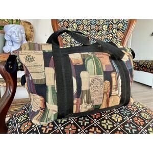 Vintage Wine Bottle Woven Fabric Duffel Bag
